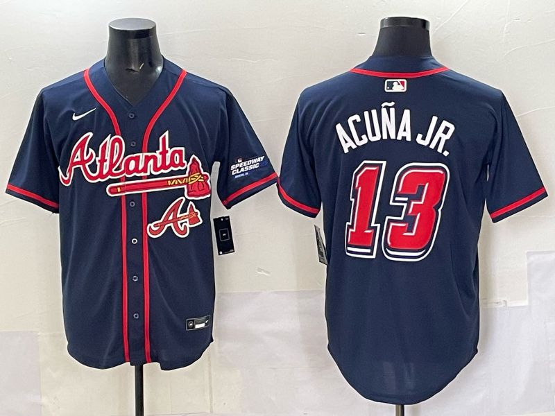 Men Atlanta Braves #13 Acuna jr Drak Blue Nike 2025 MLB Jersey style 08->atlanta braves->MLB Jersey